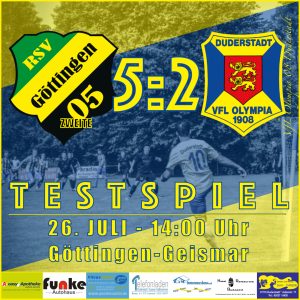 Mehr über den Artikel erfahren Spielbericht – Testspiel – RSV Göttingen-Geismar II v VfL Oly. 08 Duderstadt – 5:2 – 26.07.2020