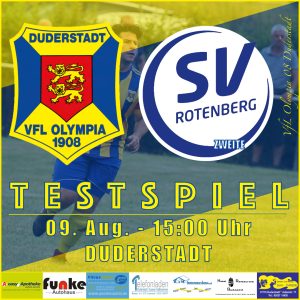 Mehr über den Artikel erfahren Vorbericht – Testspiel – VfL Oly. 08 Duderstadt v SV Rotenberg II– 09. Aug. 2020