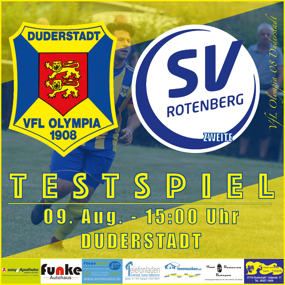 Mehr über den Artikel erfahren Vorbericht – Testspiel – VfL Oly. 08 Duderstadt v SV Rotenberg II– 09. Aug. 2020