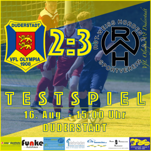 Mehr über den Artikel erfahren Spielbericht – Testspiel – VfL Oly. 08 Duderstadt v SV RW Hörden – 2:3 – 16.08.2020