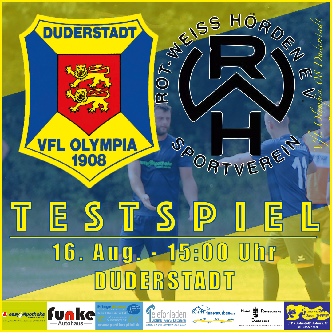 Mehr über den Artikel erfahren Vorbericht – Testspiel – VfL Oly. 08 Duderstadt v SV RW Hörden– 16. Aug. 2020