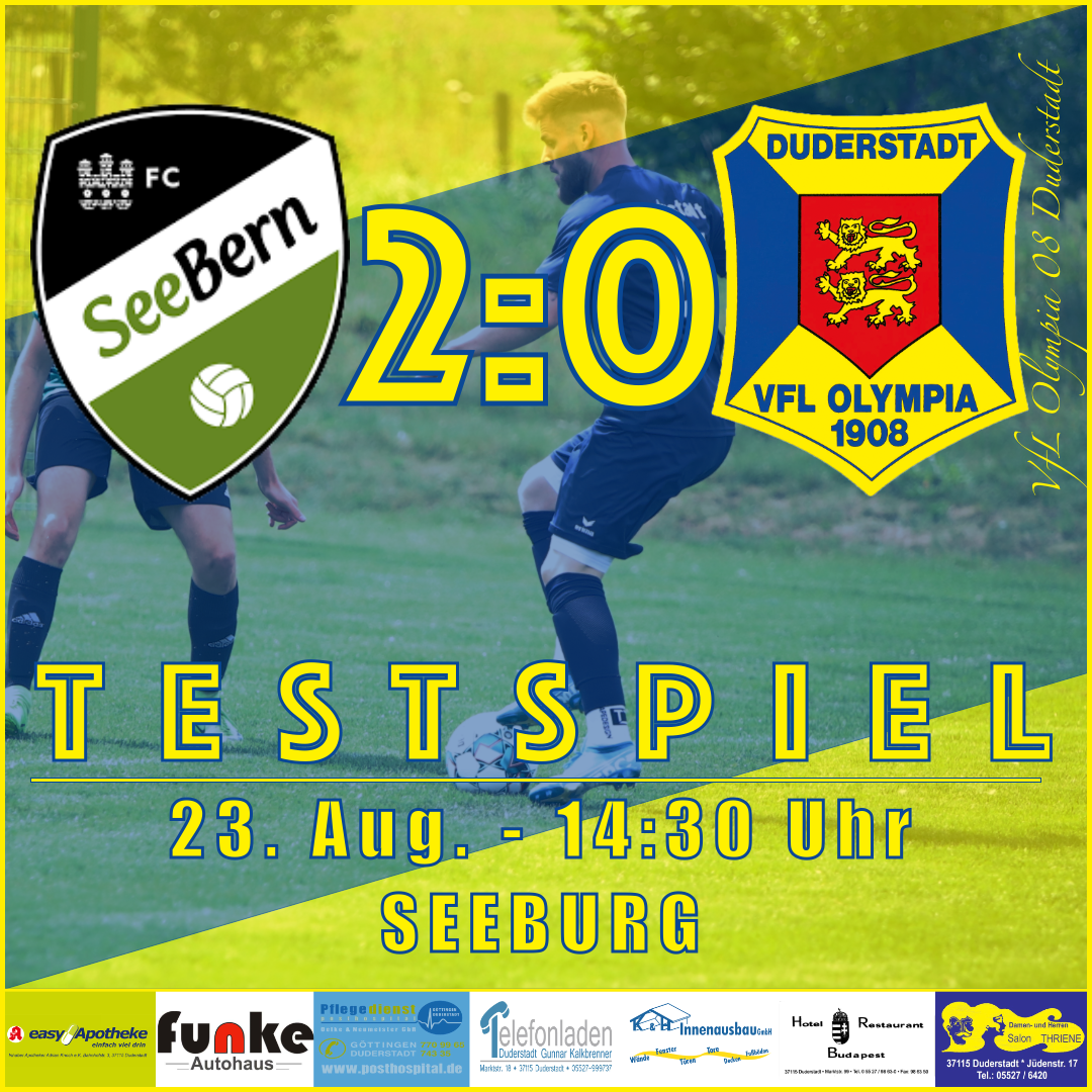 Mehr über den Artikel erfahren Spielbericht – Testspiel – FC SeeBern v VfL Oly. 08 Duderstadt  – 2:0 – 23.08.2020