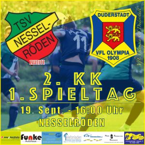 Mehr über den Artikel erfahren Vorbericht – 1. Spieltag/ 2. KK – TSV Nesselröden II v VfL Oly. 08 Duderstadt – 19. Sept. 2020