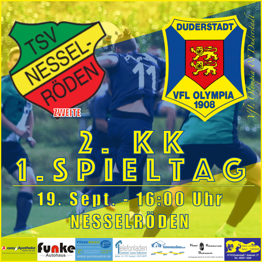 Mehr über den Artikel erfahren Vorbericht – 1. Spieltag/ 2. KK – TSV Nesselröden II v VfL Oly. 08 Duderstadt – 19. Sept. 2020