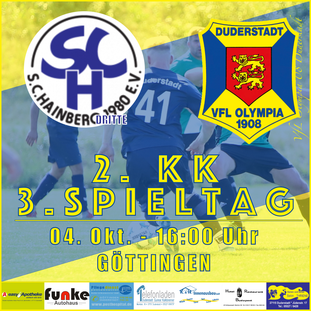 Mehr über den Artikel erfahren Vorbericht – 3. Spieltag/ 2. KK – SC Hainberg III v VfL Oly. 08 Duderstadt – 04. Okt. 2020