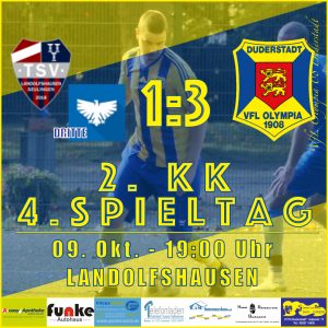 Mehr über den Artikel erfahren Spielbericht – 3. Spieltag 2. KK – SG TSV Landolfshausen/Seulingen III/ SG Krebeck II v VfL Oly. 08 Duderstadt – 1:3 – 09.10.2020