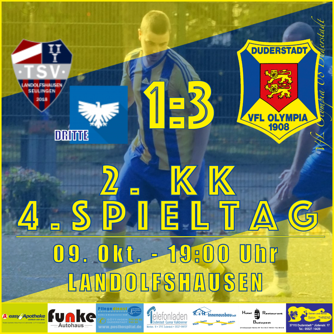 Mehr über den Artikel erfahren Spielbericht – 3. Spieltag 2. KK – SG TSV Landolfshausen/Seulingen III/ SG Krebeck II v VfL Oly. 08 Duderstadt – 1:3 – 09.10.2020