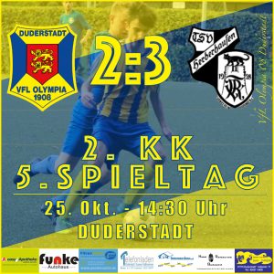Mehr über den Artikel erfahren Spielbericht – 5. Spieltag 2. KK – VfL Oly. 08 Duderstadt v SG Herberhausen/Roringen– 2:3 – 25.10.2020