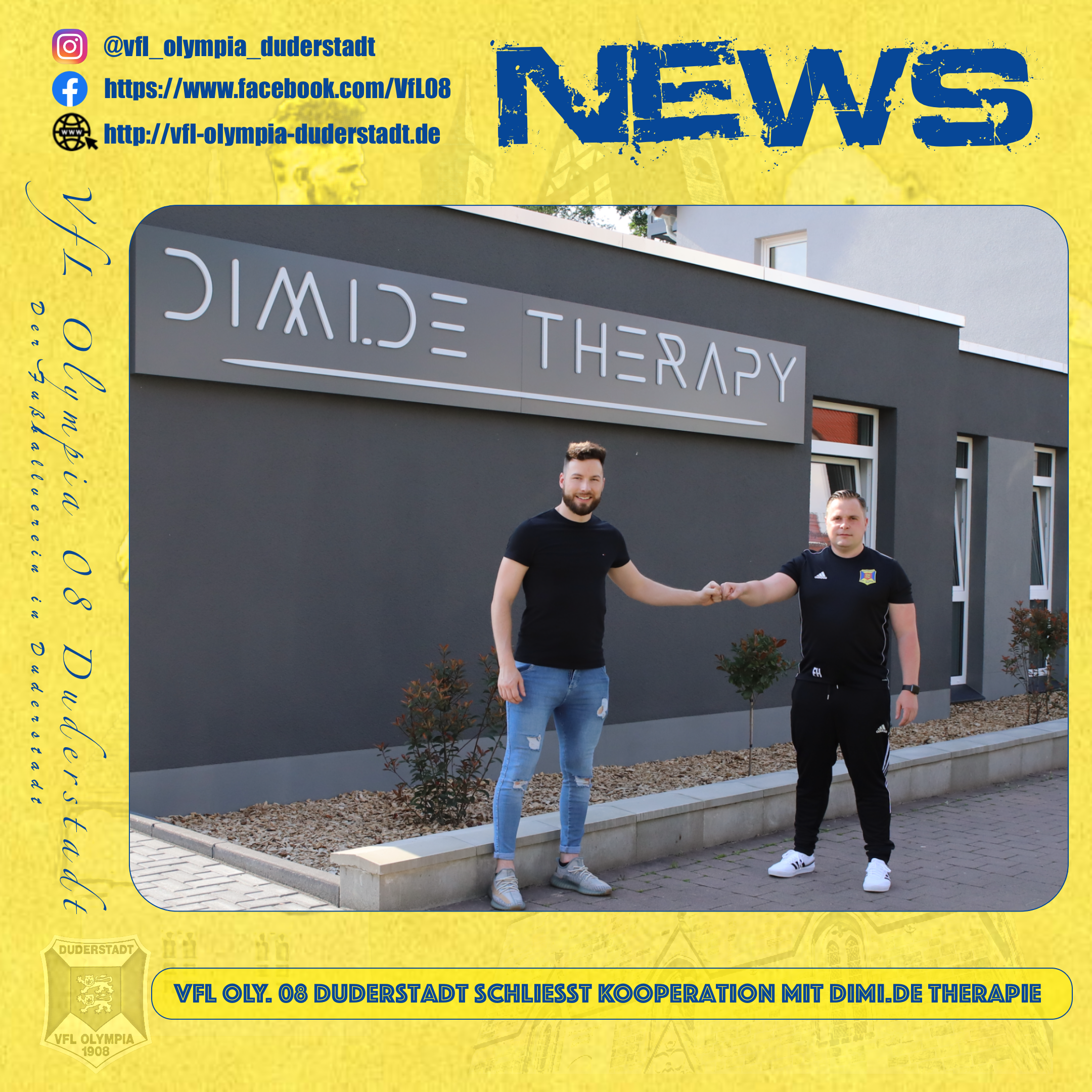 Mehr über den Artikel erfahren VfL Olympia 08 Duderstadt schließt Kooperation mit DIMI.DE Therapie