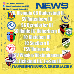 Mehr über den Artikel erfahren Staffeleinteilung 3. Kreisklasse B